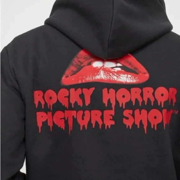 Rocky Horror Picture Show XL Black Sweatshirt Hoodie H&M Divided Cotton Blend - Picture 7 of 9